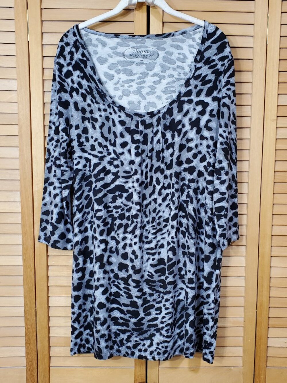 Soma Gray Animal Print Sleep Shirt L